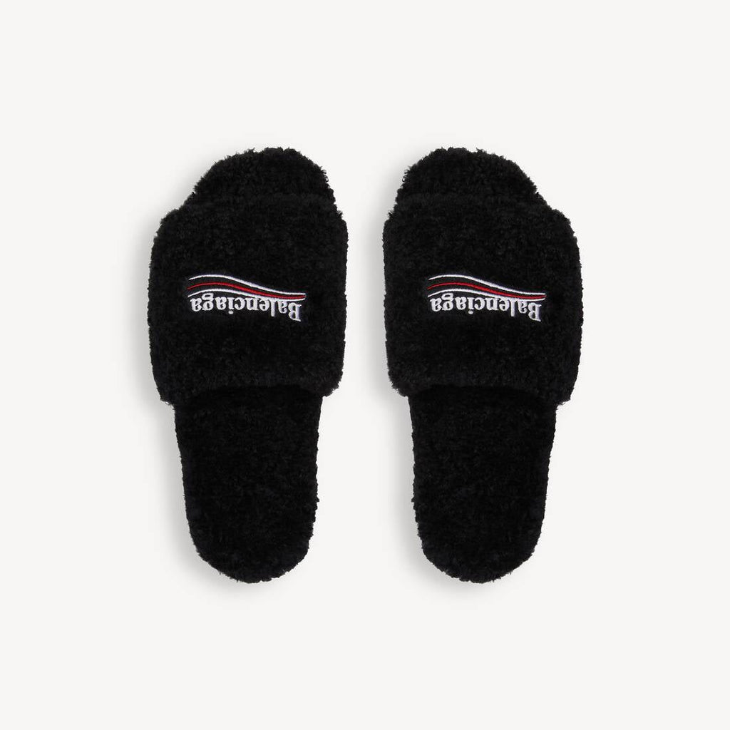 Balenciaga Furry Slide Black