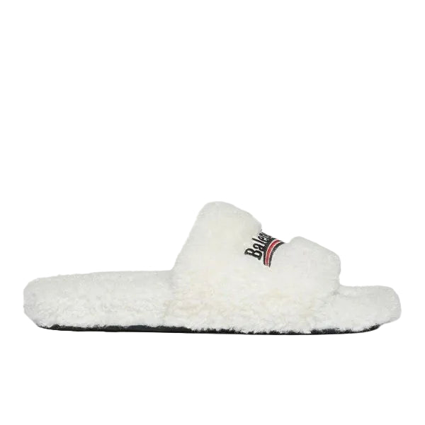 Balenciaga Furry Slide White